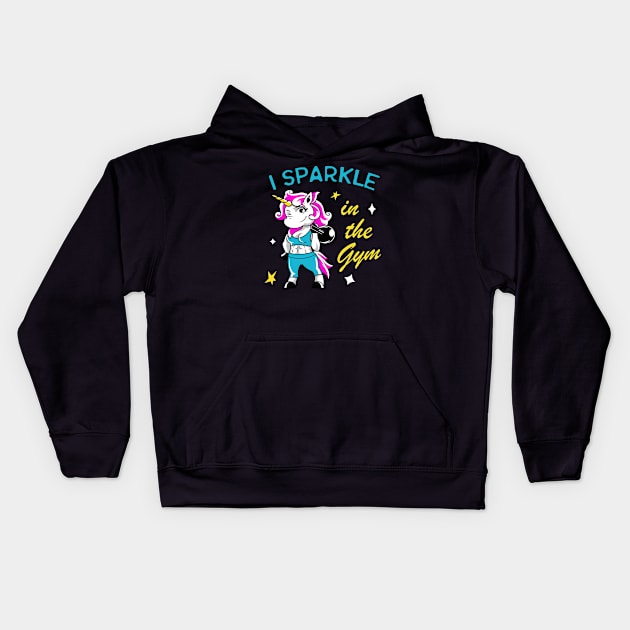 Women Fitness Workout funny unicorn gift Kids Hoodie by Foxxy Merch